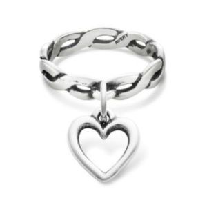 James Avery heart charm dangle ring, 6.5